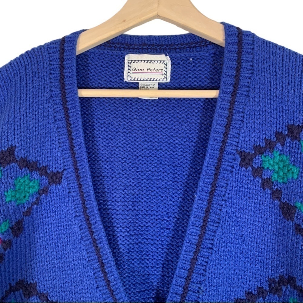 Vintage Gina Peters Cottagecore Knit Cardigan Sweater Size Medium - Picture 5 of 11